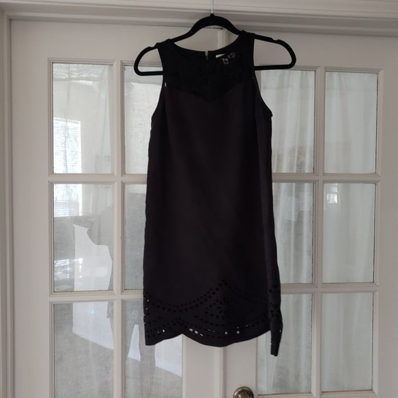 CUTE!!! Black Mini Dress with Eyelet Hemline - Picture 7 of 7